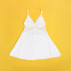 V-neck White Lace Sexy Nightgown