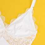 V-neck White Lace Sexy Nightgown