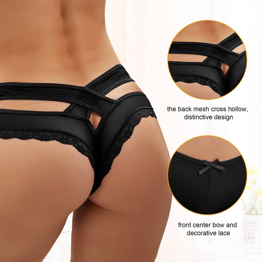 Black Hollowed Out Ladies' Panty