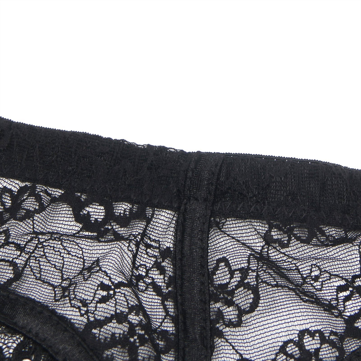 Black Sexy Lace Bow Metal Clips Garter Panty