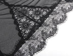 Sexy Black Soft Eyelash Lace Sheer Babydoll Set