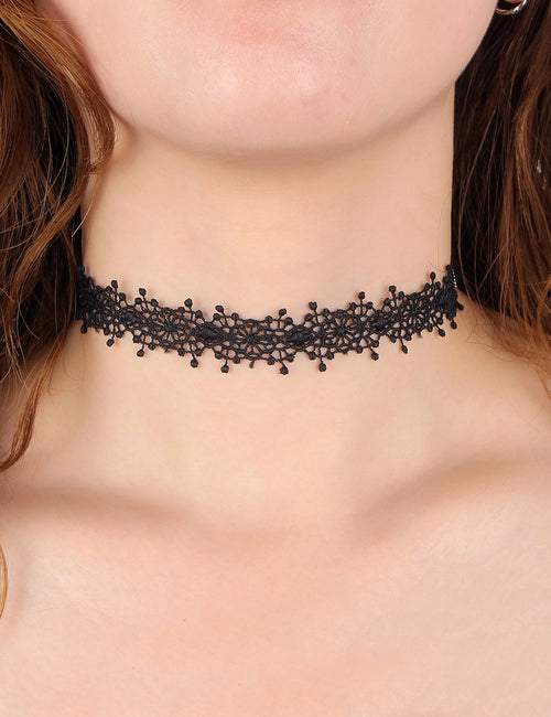 6pcs Black Sexy Lace Necklace Set