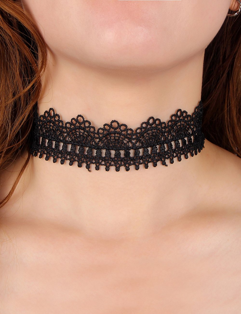 6pcs Black Sexy Lace Necklace Set